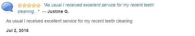 As usual I received excellent service during my recent teeth cleaning.