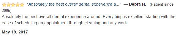 Absolutely the best overall dental experience around. Everything is excellent starting with the ease of scheduling an appointment through cleaning and any work.