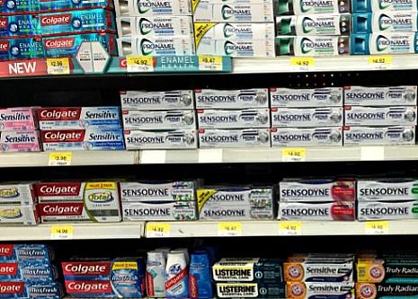 Toothpaste aisle at store