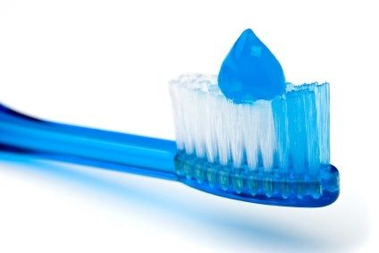 Brush teeth with a pea size amount of sensitive toothpaste for sensitive teeth relief