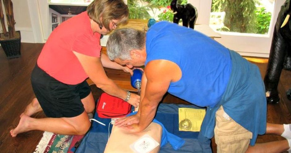 Dr Laing and Sue at CPR training