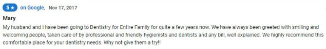 Professional and friendly dentists and hygienists and any bill, well explained.